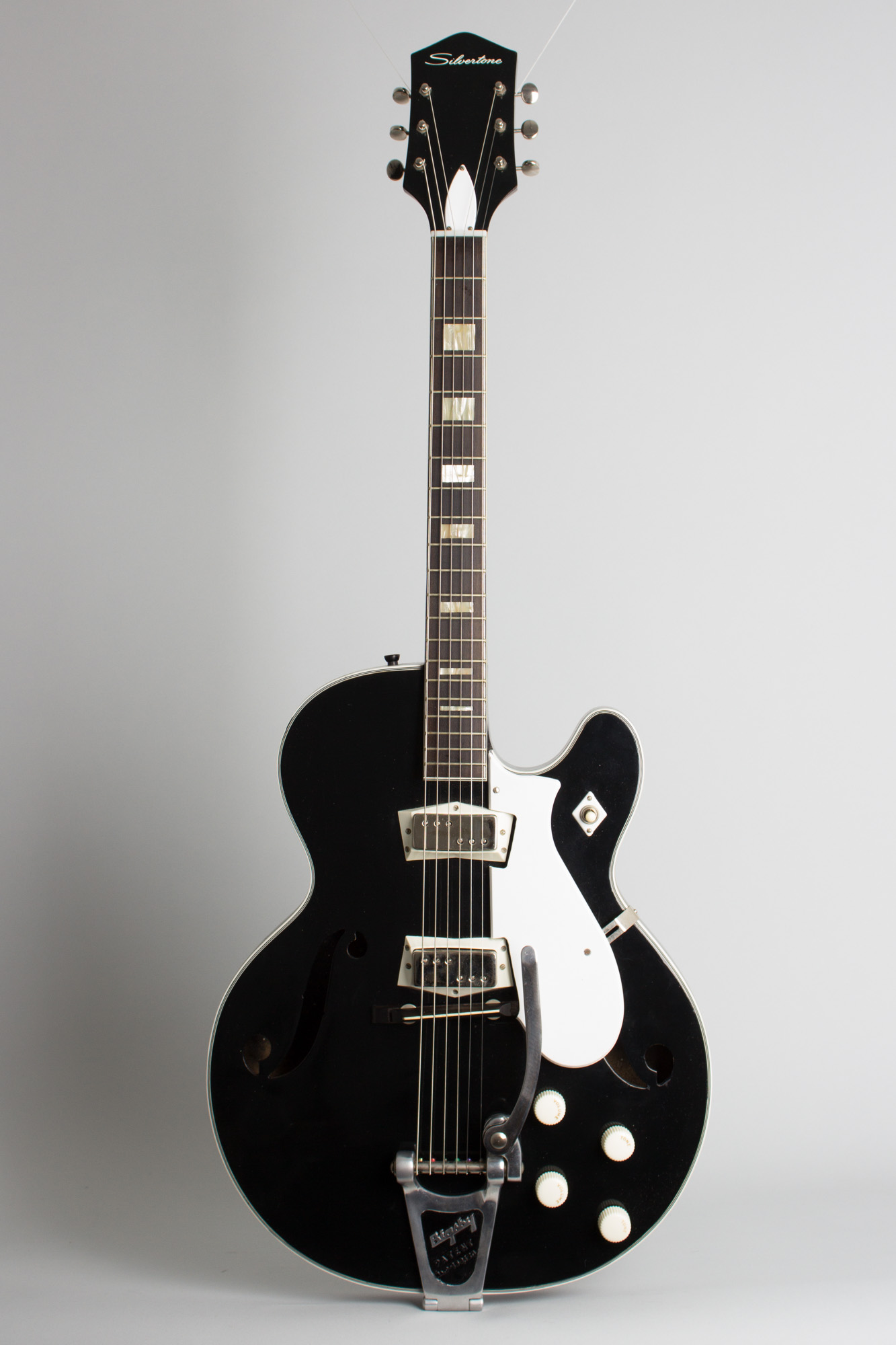 Black hollow body shop guitar