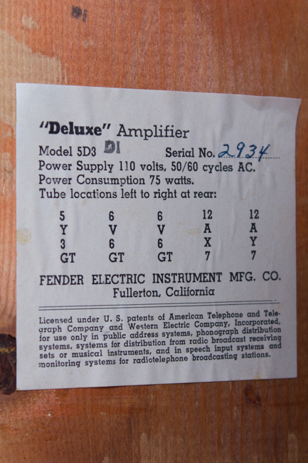 Fender  Deluxe 5D3 Tube Amplifier (1954)