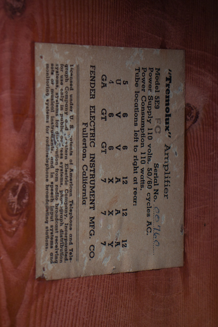 Fender  Tremolux Model 5E9 Tube Amplifier (1956)
