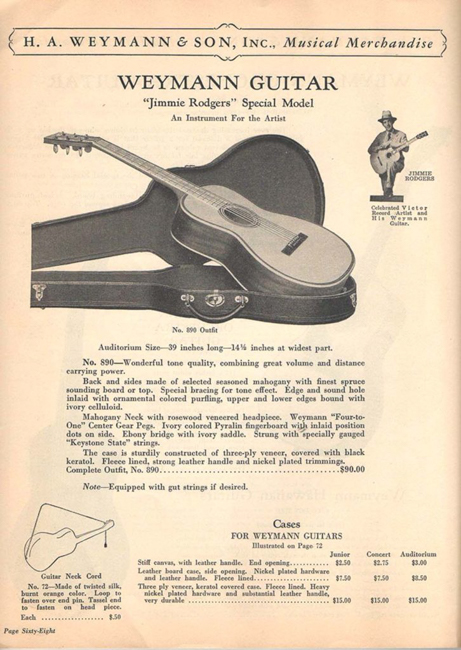 Weymann  Jimmie Rodgers Model 890 Flat Top Acoustic Guitar  (1932)