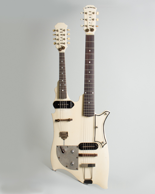  Handmade Doubleneck Mandolin Solid Body Electric Guitar, labeled King Whitley  (1950s)