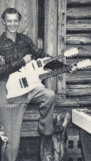 Handmade Doubleneck Mandolin Solid Body Electric Guitar, labeled King Whitley  (1950s)