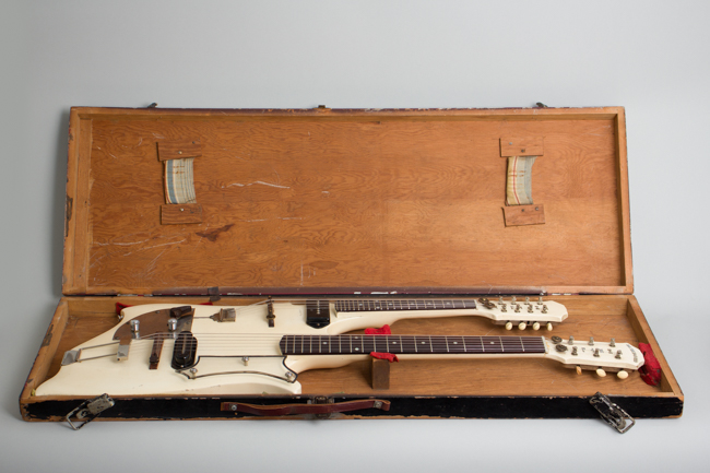  Handmade Doubleneck Mandolin Solid Body Electric Guitar, labeled King Whitley  (1950s)