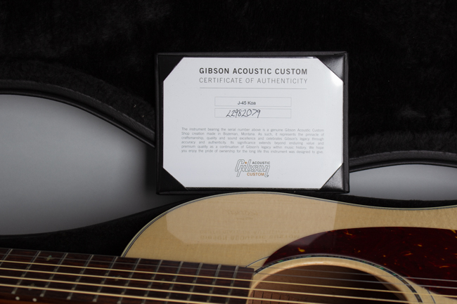 Gibson  J-45 Koa Custom Shop Flat Top Acoustic Guitar  (2022)