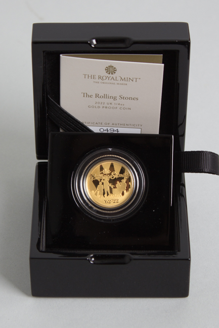 1/4 ounce Rolling Stones Sixty Commemorative Gold Proof Coin - Royal Mint (2022)