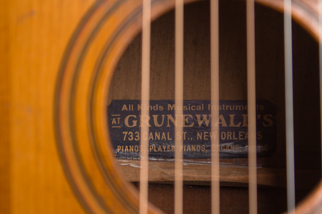  3/4 Size Flat Top Acoustic Guitar, labeled Grunewald ,  c. 1905
