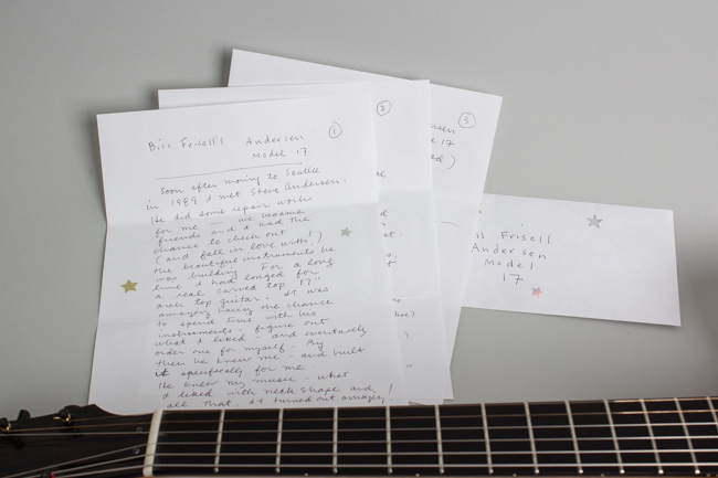 Steve Andersen Model 17 Made for and used by Bill Frisell Arch Top Hollow Body Electric Guitar (1995)