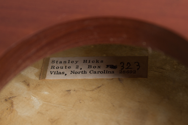 Stanley Hicks  Mountain Banjo 5 String Fretless Banjo  (1985)