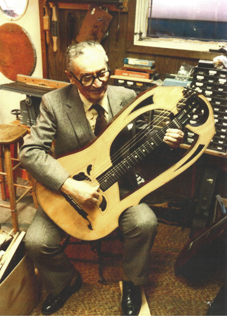 Luigi Mozzani  Lyre Harp Guitar formerly owned by Mario Maccaferri; restored by John Monteleone,  c. 1905