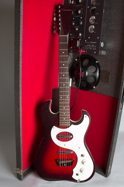  Silvertone Model 1457 Amp-In-Case Semi-Hollow Body Electric Guitar,  made by Danelectro ,  c. 1964