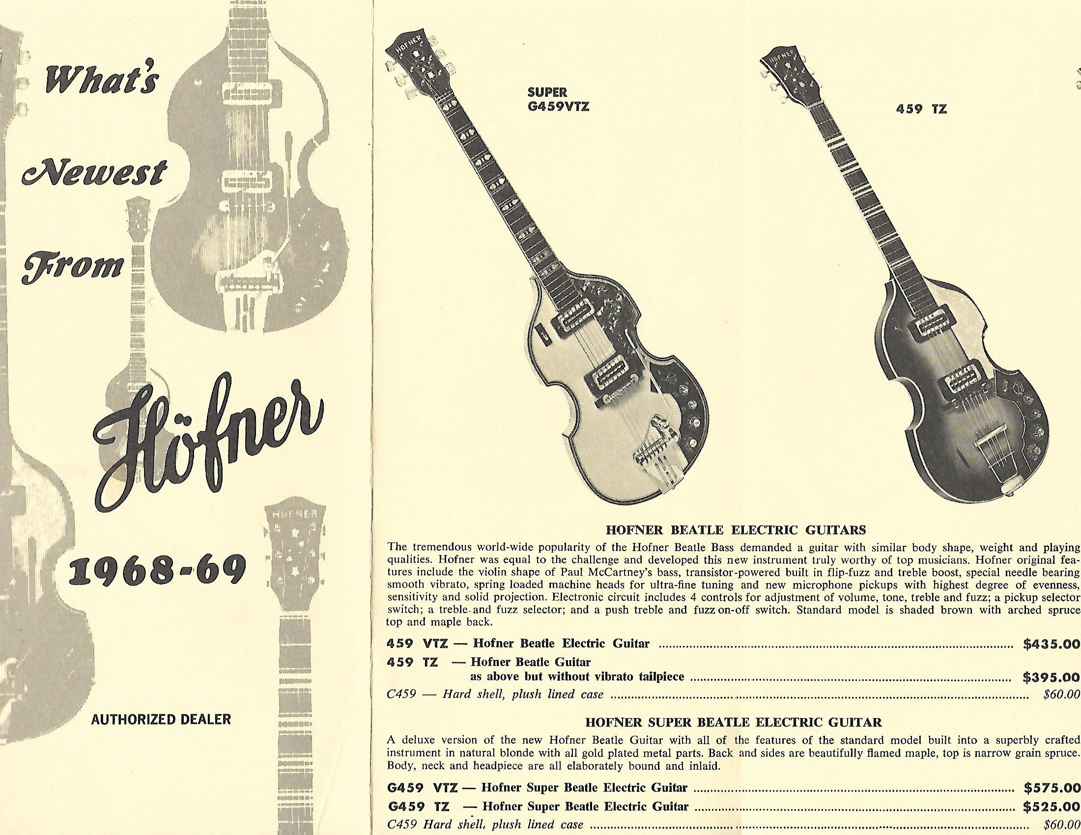 Hofner  Model 459TZ Semi-Hollow Body Electric Guitar  (1968)