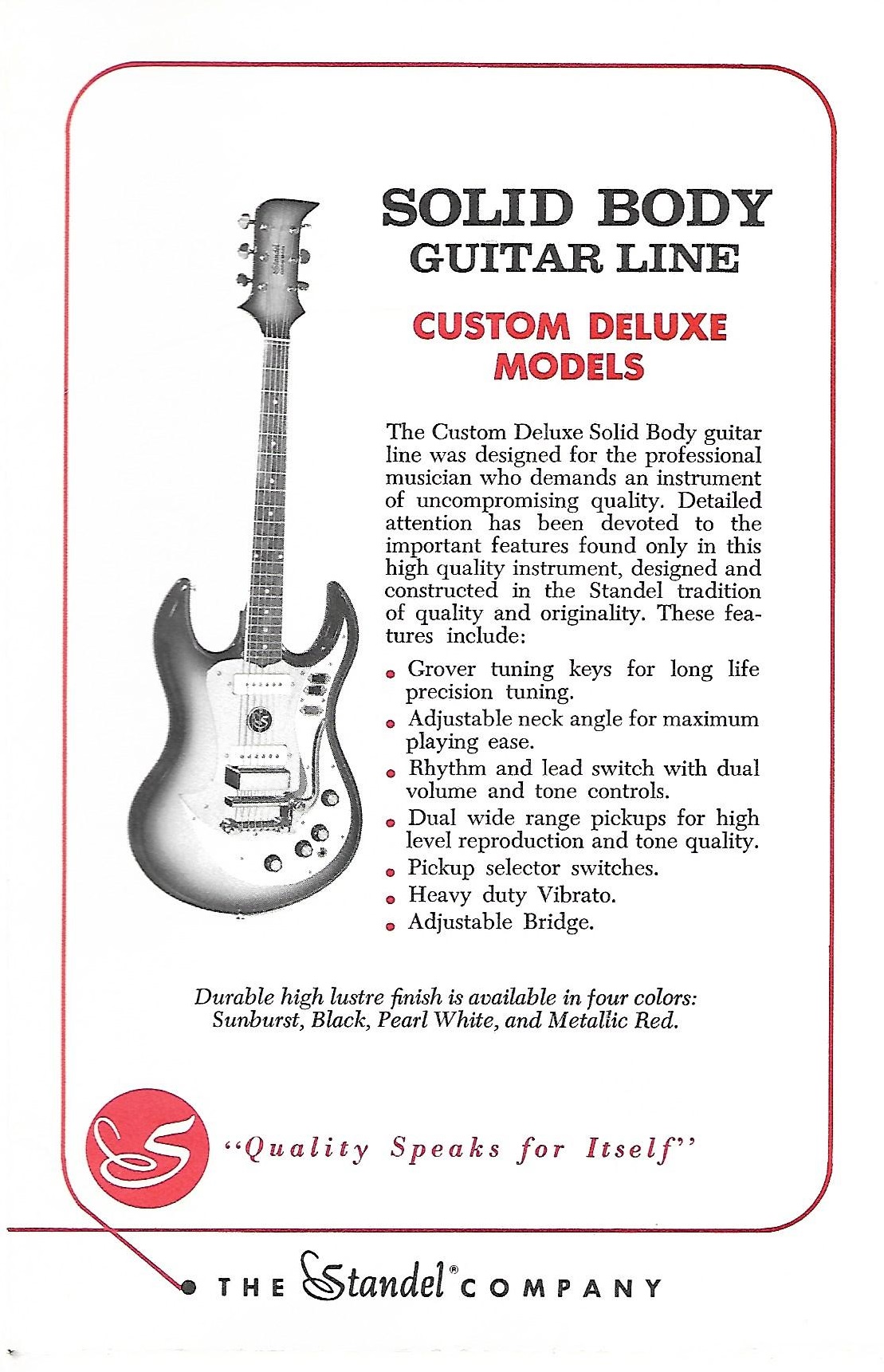 Standel  Custom Deluxe Solid Body Electric Guitar  (1965)