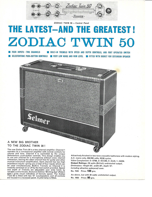 Selmer  Zodiac Twin Fifty Tube Amplifier (1964)