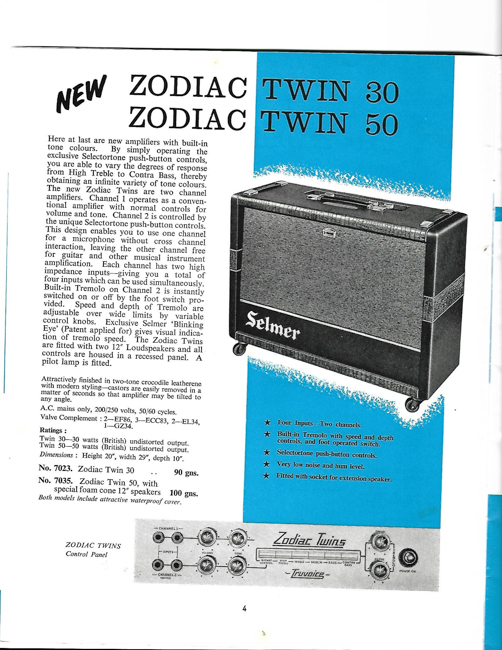 Selmer  Zodiac Twin Fifty Tube Amplifier (1964)