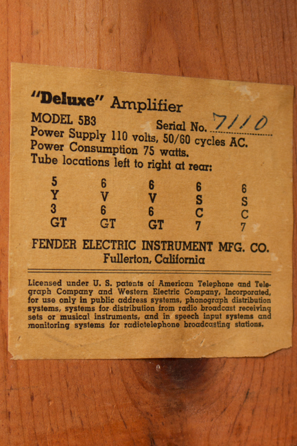 Fender  Deluxe Model 5B3 Tube Amplifier (1953)
