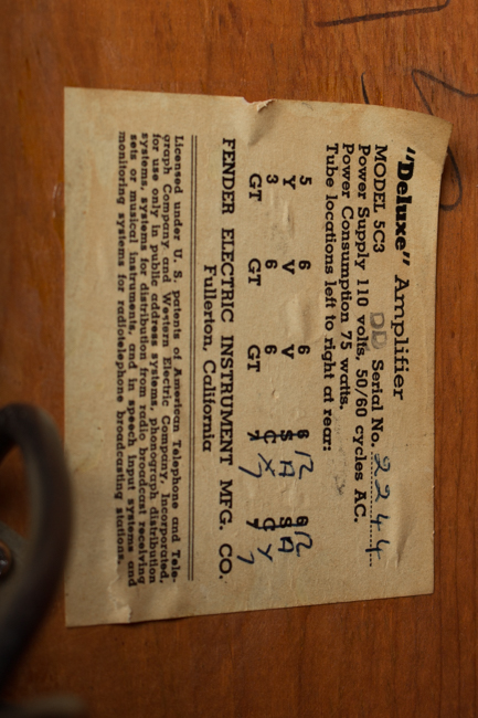 Fender  Deluxe Model 5C3 Tube Amplifier (1954)