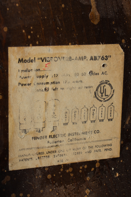 Fender  Vibroverb AB-763 Owned and used by Ry Cooder Tube Amplifier (1964)